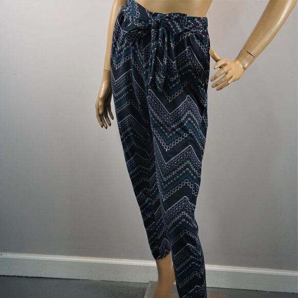 Shosho Leggings Multi Pattern Blue Womens Sz XL Elastic Waist Ties Lounge Pants - Picture 4 of 9